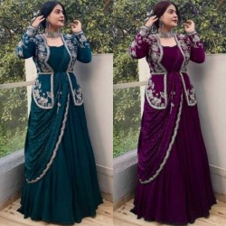 Drapped gown with designer koti